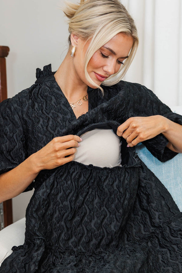 NURSING COLLECTION: Feeling Your Best Black Textured Dress