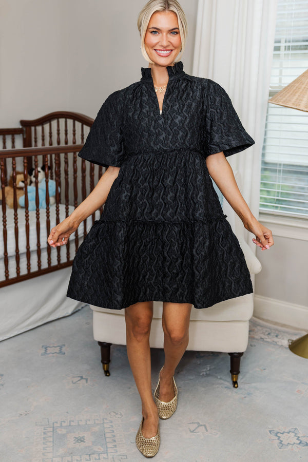 NURSING COLLECTION: Feeling Your Best Black Textured Dress