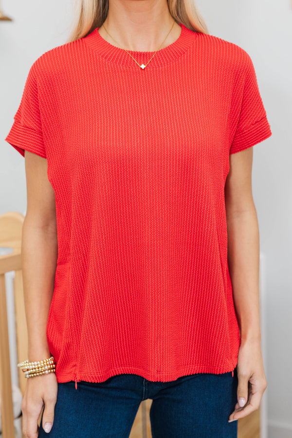 NURSING COLLECTION: Catch On Red Striped Ribbed Top