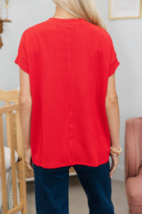 NURSING COLLECTION: Catch On Red Striped Ribbed Top