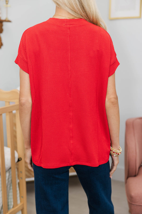 NURSING COLLECTION: Catch On Red Striped Ribbed Top