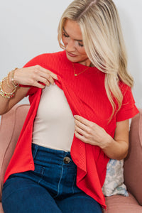 NURSING COLLECTION: Catch On Red Striped Ribbed Top