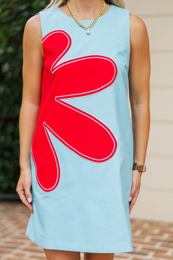 Quietly Unstoppable Blue Floral Shift Dress