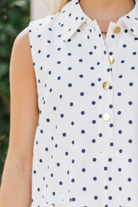 Simply Delightful White Polka Dot Dress