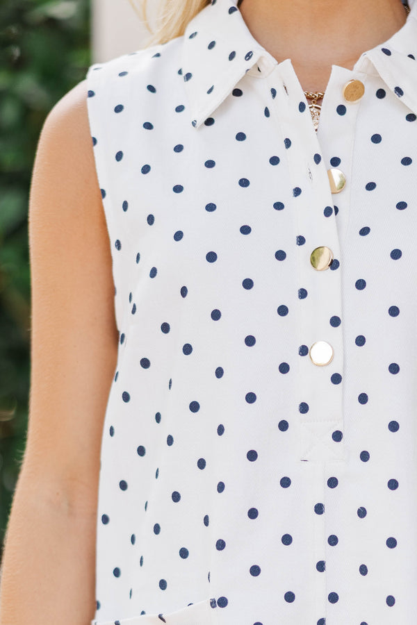 Simply Delightful White Polka Dot Dress