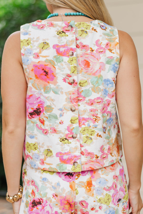 Peacefully So Pink Floral Blouse