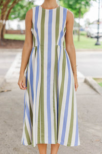 All The Pretty Details Olive Striped Midi Dress