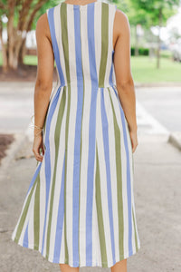 All The Pretty Details Olive Striped Midi Dress