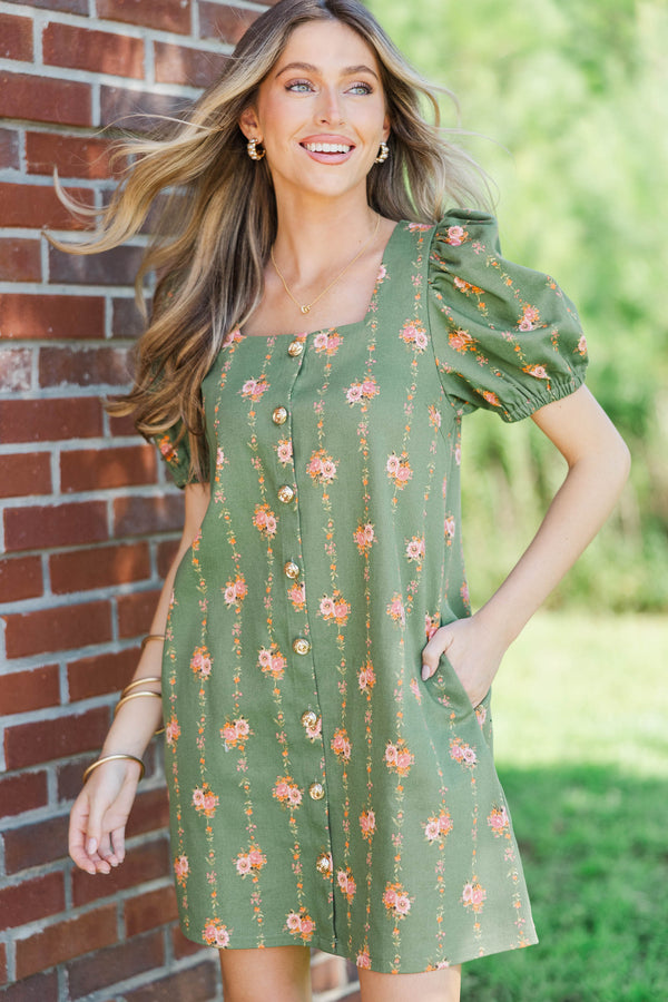 Good Measure Olive Ditsy Floral Dress