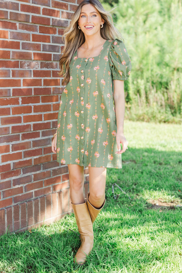 Good Measure Olive Ditsy Floral Dress