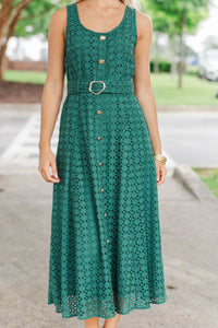 Couldn't Be Sweeter Emerald Eyelet Midi Dress