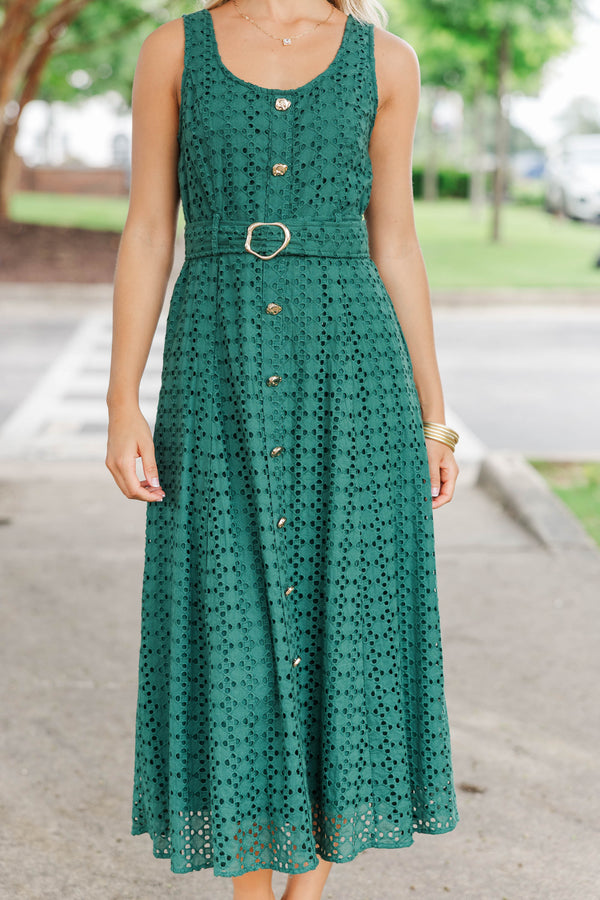 Couldn't Be Sweeter Emerald Eyelet Midi Dress