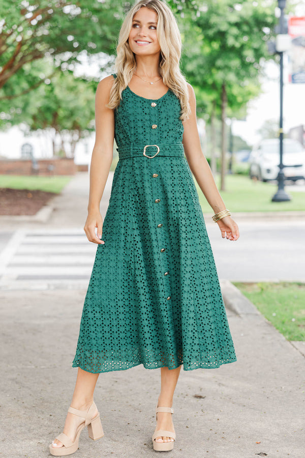 Couldn't Be Sweeter Emerald Eyelet Midi Dress