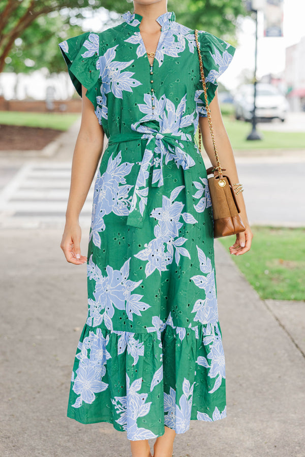 Just What I Wanted Emerald Floral Midi Dress