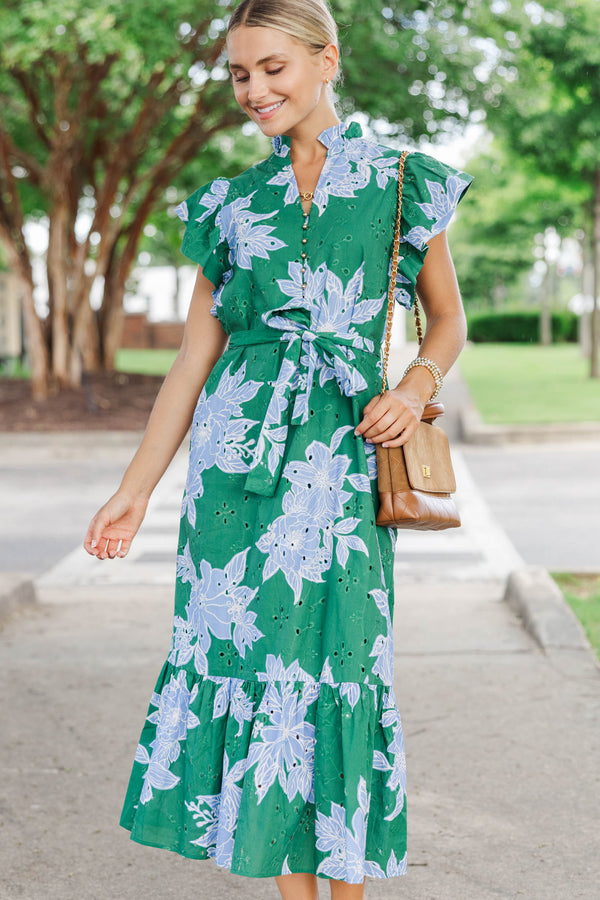 Just What I Wanted Emerald Floral Midi Dress