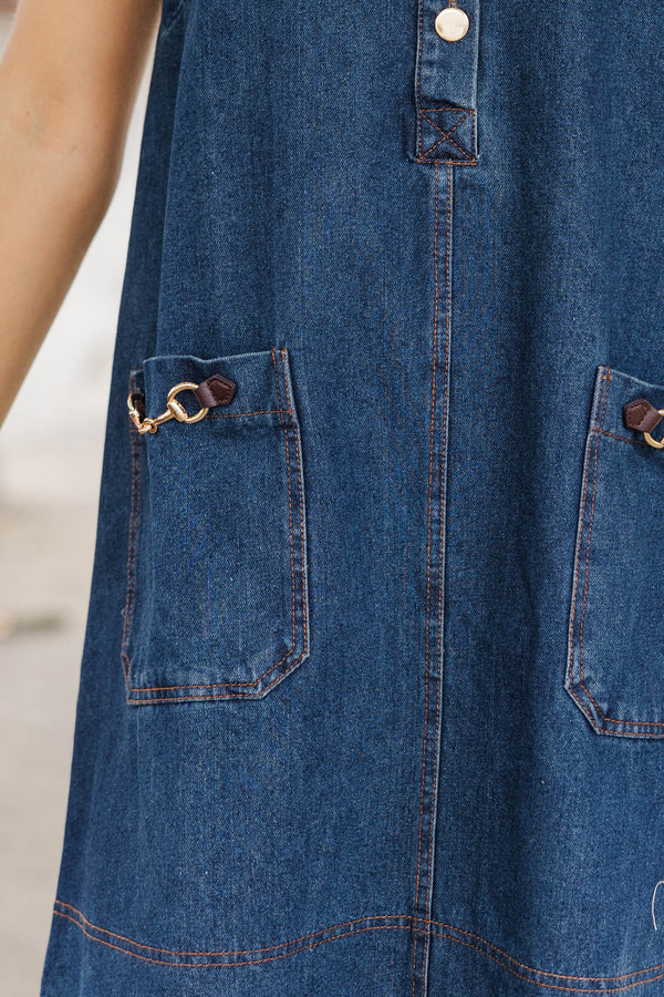So Darling Blue Denim Shift Dress