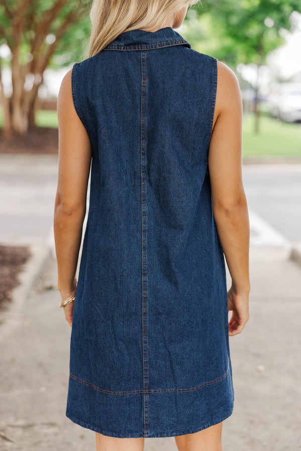 So Darling Blue Denim Shift Dress