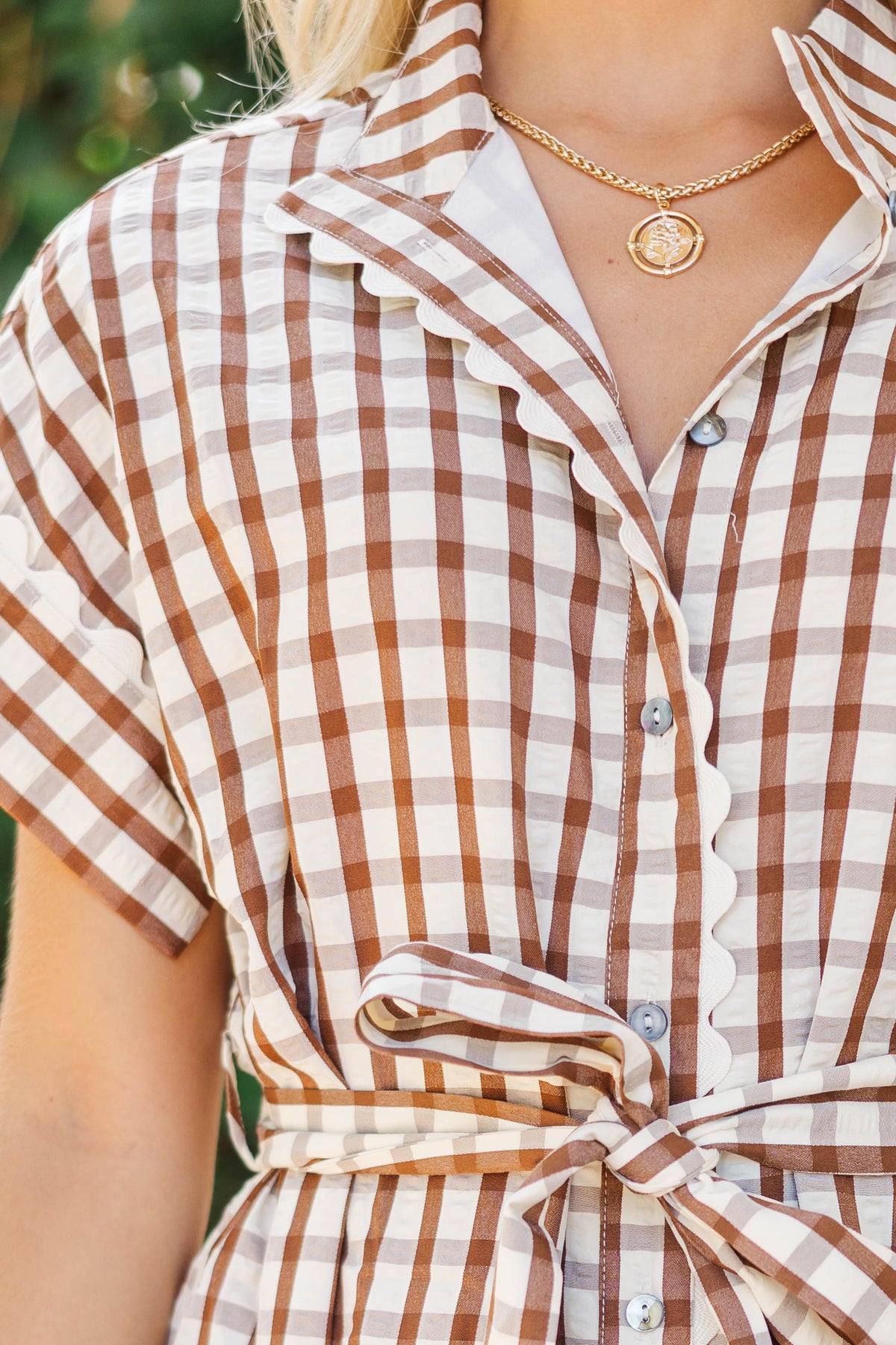 Bringing It With Heart Brown Gingham Shift Dress – Shop the Mint