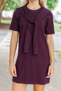 Slowly And Surely Burgundy Sweater Dress