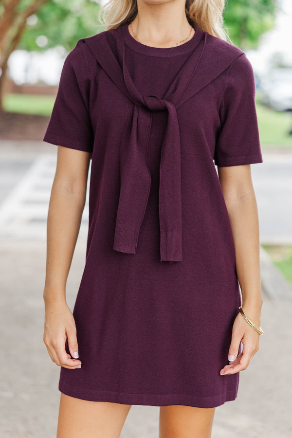 Slowly And Surely Burgundy Sweater Dress