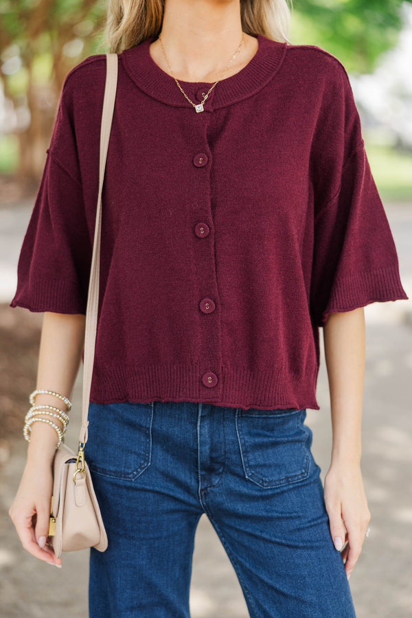 Sweet Addition Burgundy Cardigan