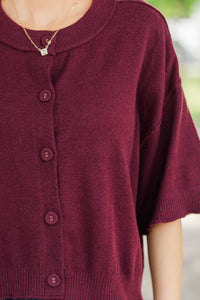 Sweet Addition Burgundy Cardigan