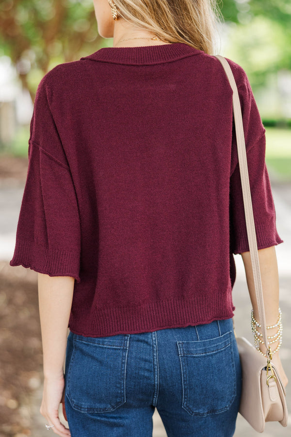 Sweet Addition Burgundy Cardigan