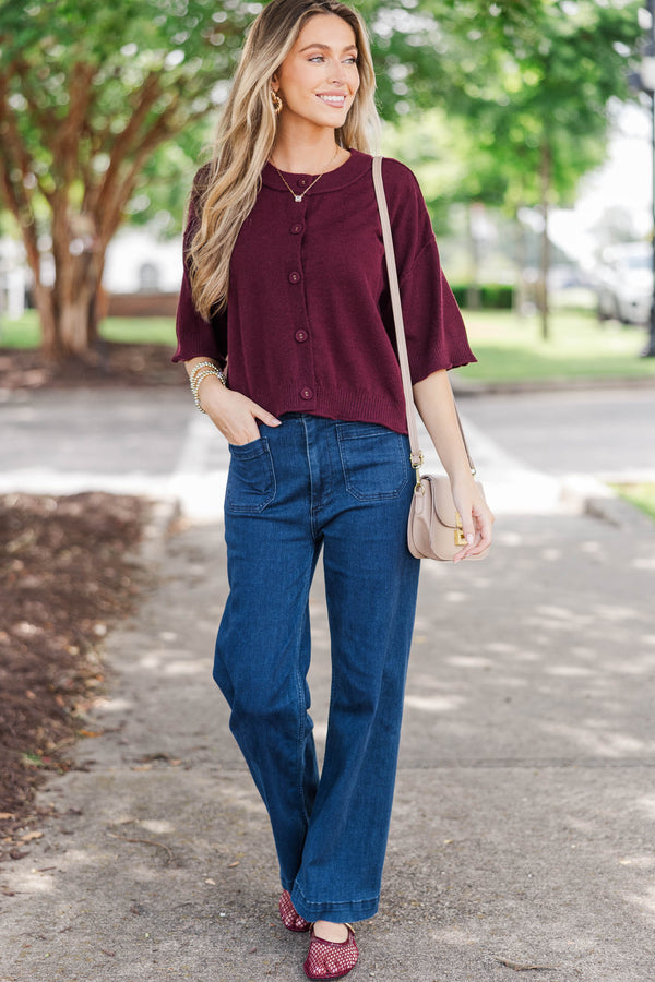 Sweet Addition Burgundy Cardigan