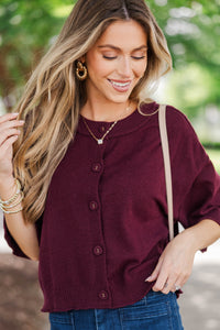 Sweet Addition Burgundy Cardigan