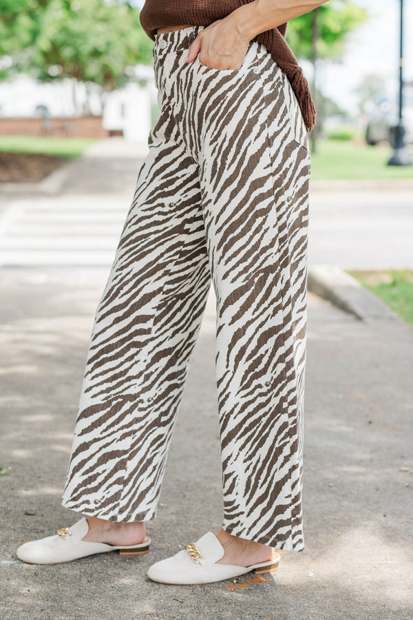 She Gave It Her All Cream Zebra Stripe Wide Leg Jeans