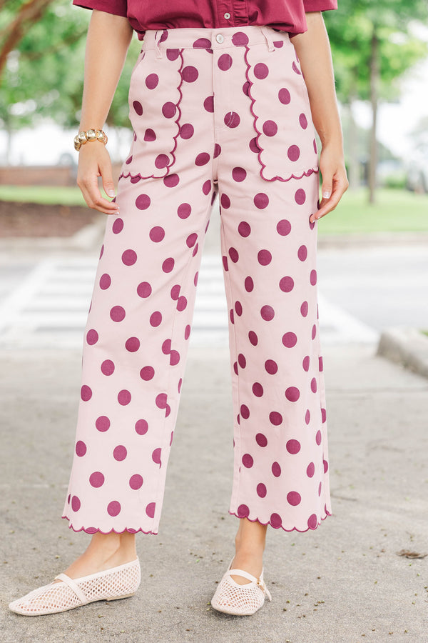 No Fuss About It Pink Polka Dot Pants