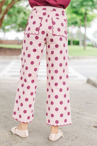 No Fuss About It Pink Polka Dot Pants
