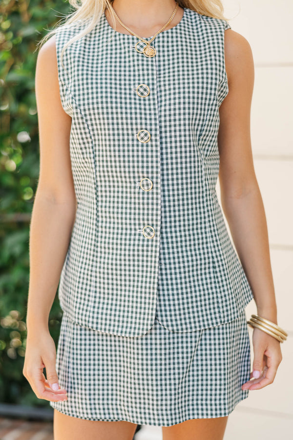 So Easy To Love Emerald Plaid Romper