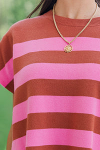Snuggle Season Brown Striped Sweater