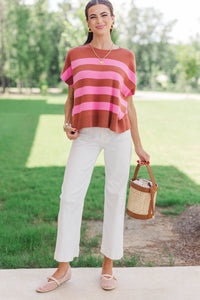 Snuggle Season Brown Striped Sweater