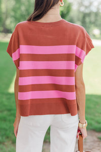Snuggle Season Brown Striped Sweater