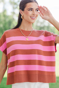 Snuggle Season Brown Striped Sweater