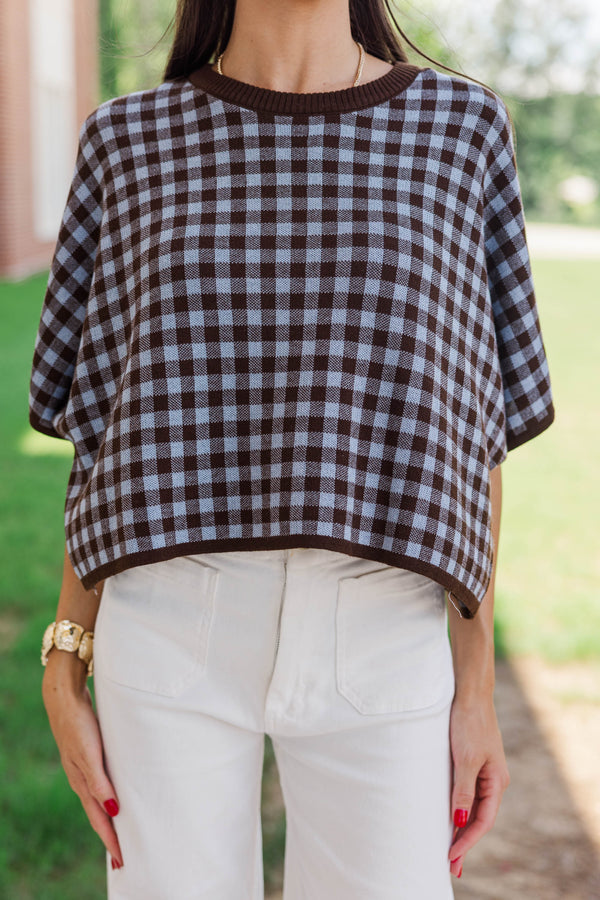 Perfectly Pressed Brown Plaid Sweater