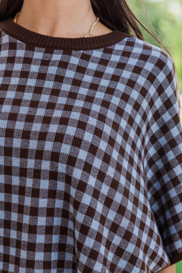 Perfectly Pressed Brown Plaid Sweater