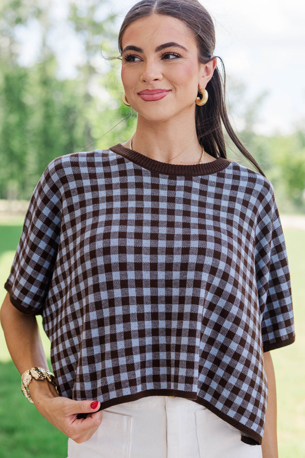 Perfectly Pressed Brown Plaid Sweater