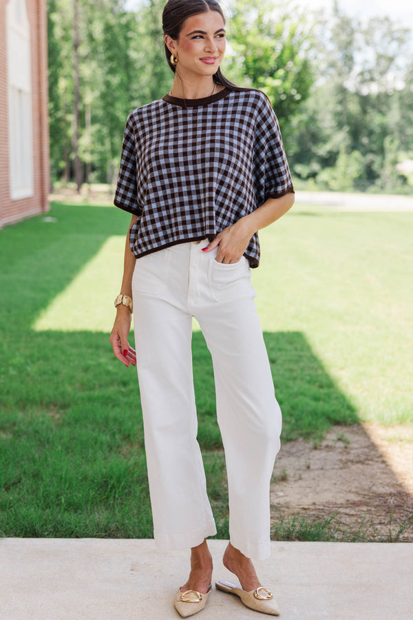 Perfectly Pressed Brown Plaid Sweater