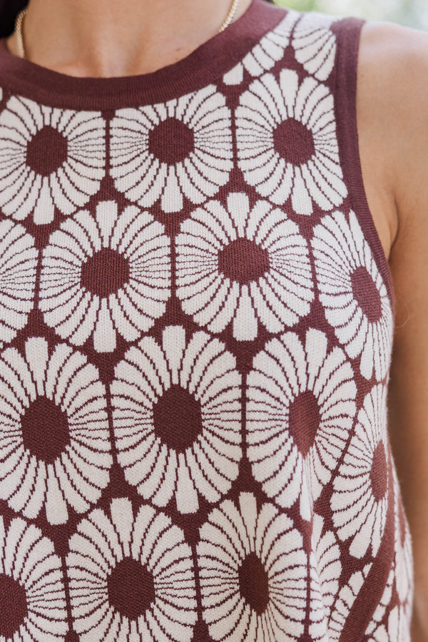 Soft Whisper Brown Floral Blouse