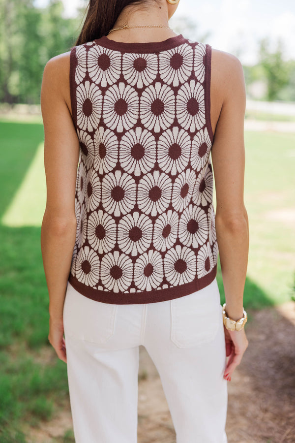 Soft Whisper Brown Floral Blouse