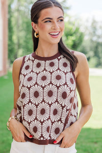 Soft Whisper Brown Floral Blouse