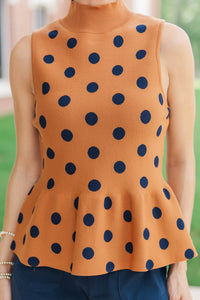 Unapologetically Chic Camel Polka Dot Sweater Tank