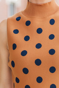 Unapologetically Chic Camel Polka Dot Sweater Tank