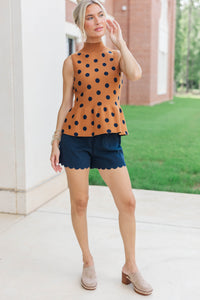 Unapologetically Chic Camel Polka Dot Sweater Tank