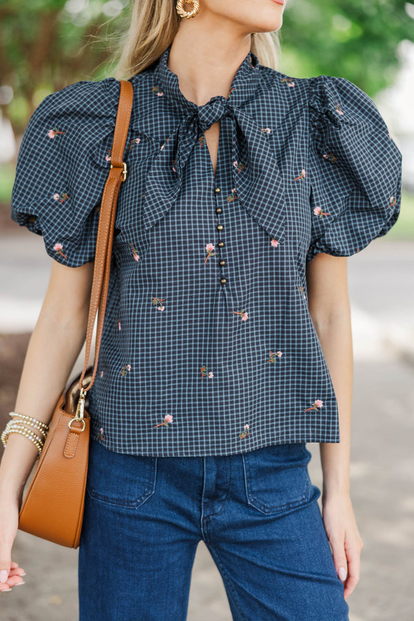 Fairy Garden Navy Floral Blouse