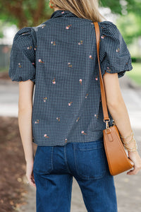 Fairy Garden Navy Floral Blouse
