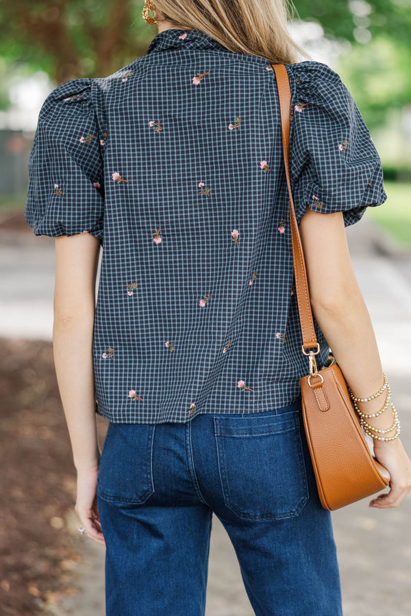 Fairy Garden Navy Floral Blouse